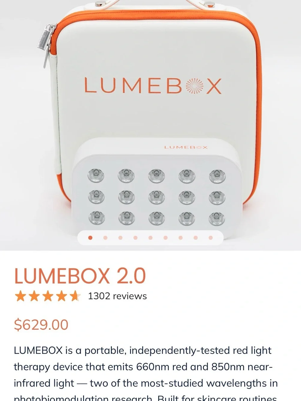 Red & White LED Skincare Light Therapy Device by